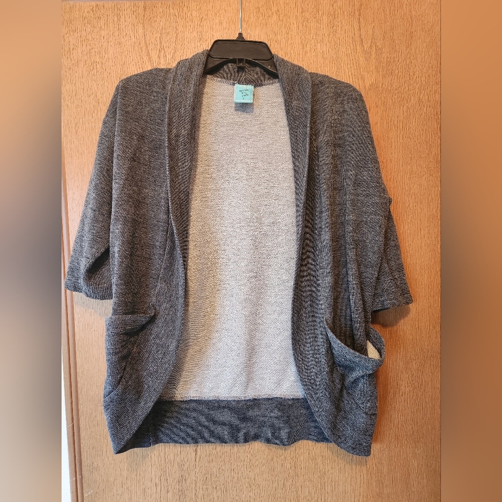 Quarter-Sleeve Open-Front Cardigan